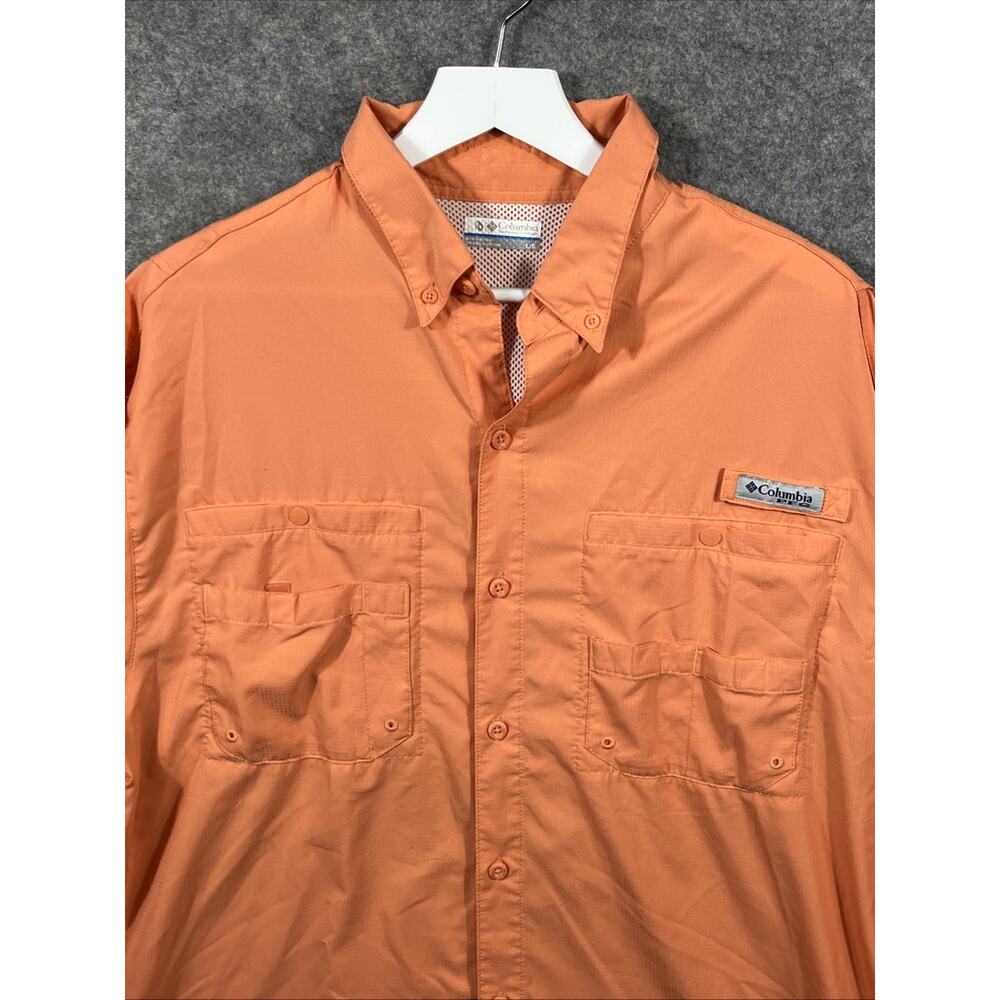 Columbia PFG Shirt Mens Large Pink Peach Vented Long Sleeve Fishing - Picture 5 of 9